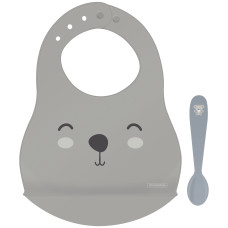 Набір посуду дит. TRAMONTINA Baby Le Petit 2пр. (слюнявчик + ложка),gray (23797/604)