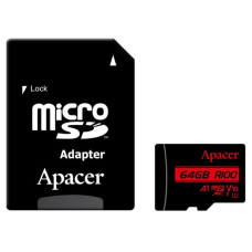 Картка пам'ятi APACER microSDXC 64GB U1 V10 A1 R100 + adapter (100/10 MB/s)