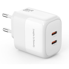 мережева зарядка XO L140 - 35W PD Dual port USB-C (Білий)
