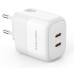 мережева зарядка XO L140 - 35W PD Dual port USB-C (Білий)