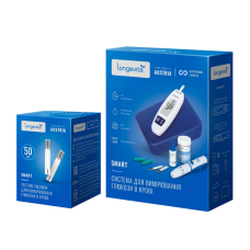 Глюкометр LONGEVITA Smart Сис-ма д/вимiр.глюк.+Тест.смуж.50шт(1*50шт)