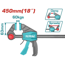 Струбцина TOTAL THT1340603 швидкозажимна, 63х450мм, 60кг